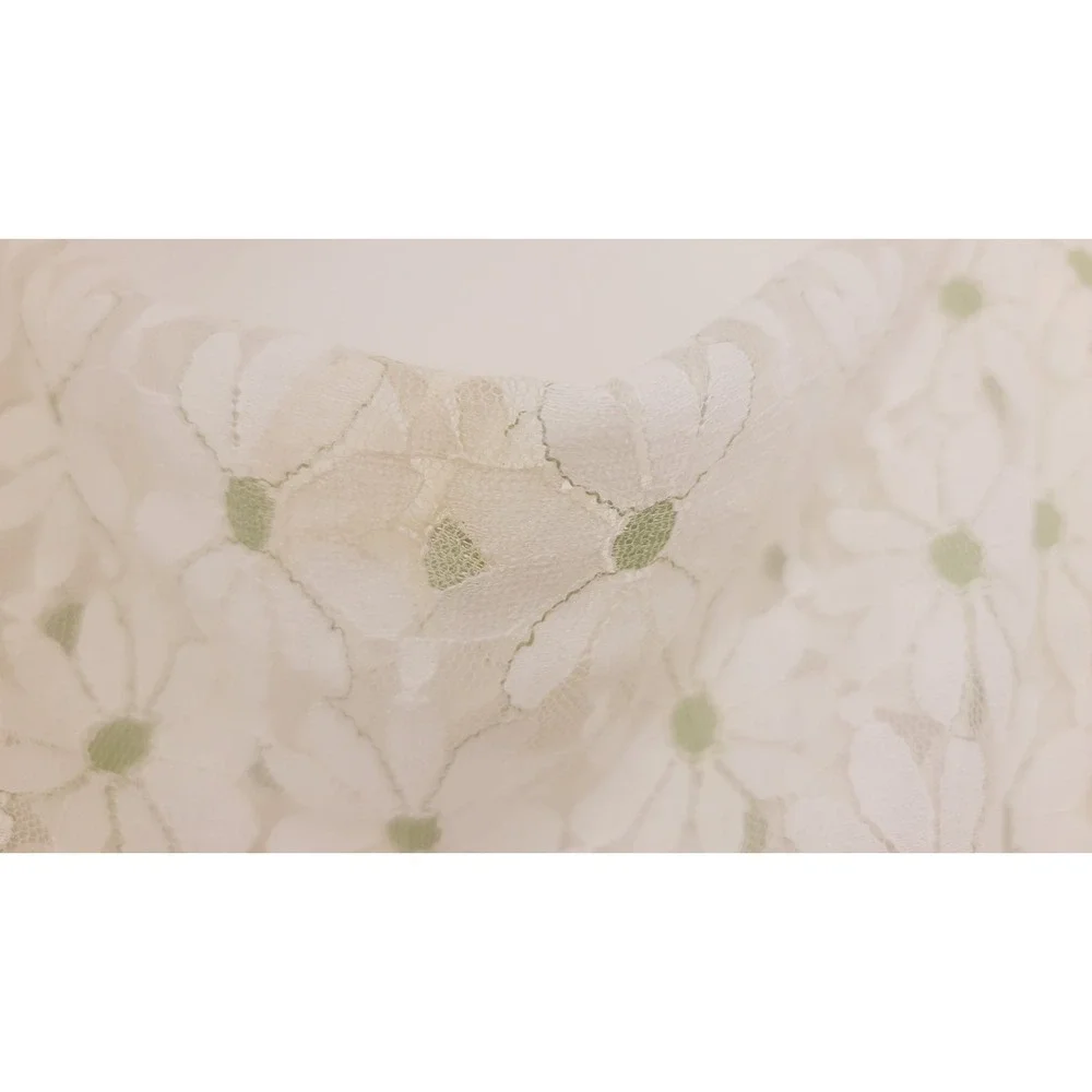 Vintage 60s 70s Round Lace Tablecloth & Apron Daisies Yellow Green White Retro‎